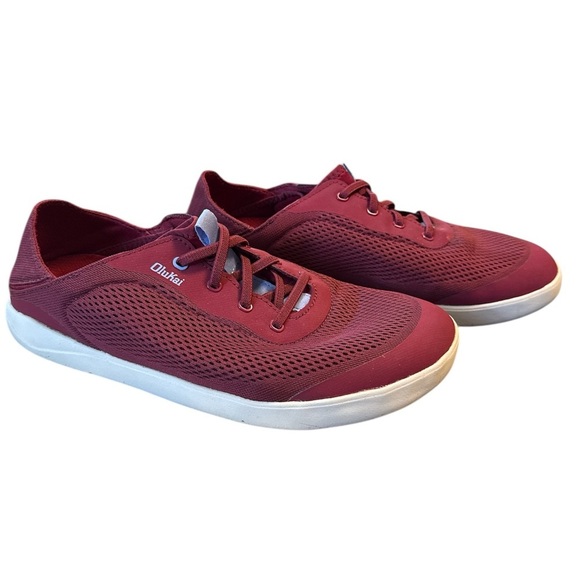 OluKai Red Sneakers Lightweight Breathable Design - Picture 2 of 5